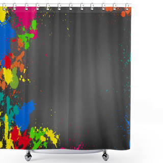 Personality  Dark Gray Background With Colorful Splashes Shower Curtains