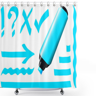 Personality  Fluorescent Marker Blue Shower Curtains