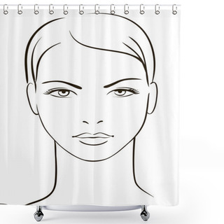 Personality  Young Woman Face Shower Curtains