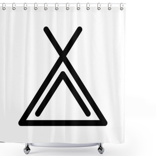Personality  Camping Tent Icon. Symbol Of Campsite. Outline Modern Design Element. Simple Black Flat Vector Sign With Rounded Corners Shower Curtains