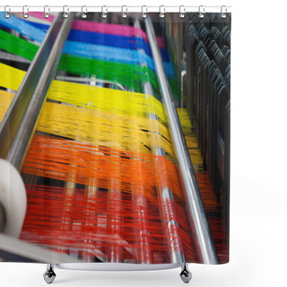 Personality  Textile Machine With Rainbow Colors Threads Shower Curtains