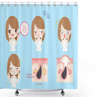 Personality  Cartoon Woman With Face Oil Shower Curtains