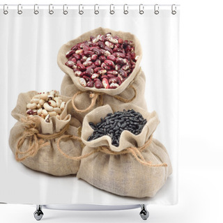 Personality  Red Kidney Beans, Black Beans And Black-eyed Beans In The Sacks Shower Curtains