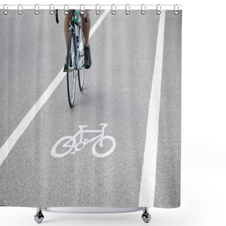 Personality  Commuter Riding A Bicycle Shower Curtains