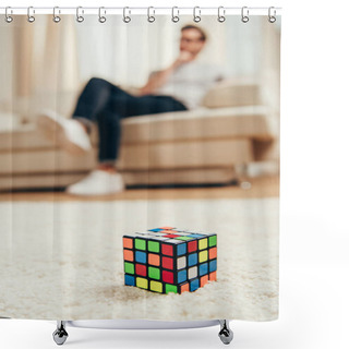 Personality  Rubik Cube On Carpet  Shower Curtains