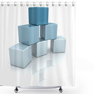 Personality  Blue Building Blocks Or Cubes On White Background Shower Curtains