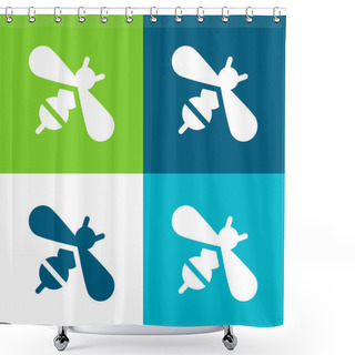 Personality  Bee Flat Four Color Minimal Icon Set Shower Curtains