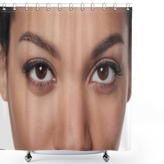 Personality  Cropped Closeup Image Of Female Brown Eyes Shower Curtains