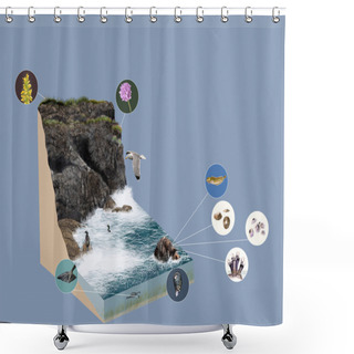 Personality  3d Model Ecosystem Cliff Shower Curtains