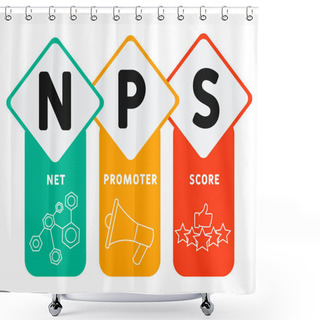 Personality  NPS - Net Promoter Score Acronym, Business   Concept. Word Lettering Typography Design Illustration With Line Icons And Ornaments.  Internet Web Site Promotion Concept Vector Layout. Shower Curtains