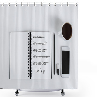 Personality  Empty Notepad And Smartphone Shower Curtains