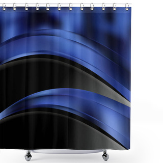 Personality  Black And Blue Wave Business Background Beautiful Elegant Illustration Graphic Art Design Shower Curtains