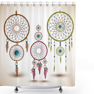 Personality  Vector Set Of Dream Catchers. Shower Curtains