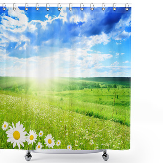 Personality  Field Of Daisies And Perfect Sky Shower Curtains