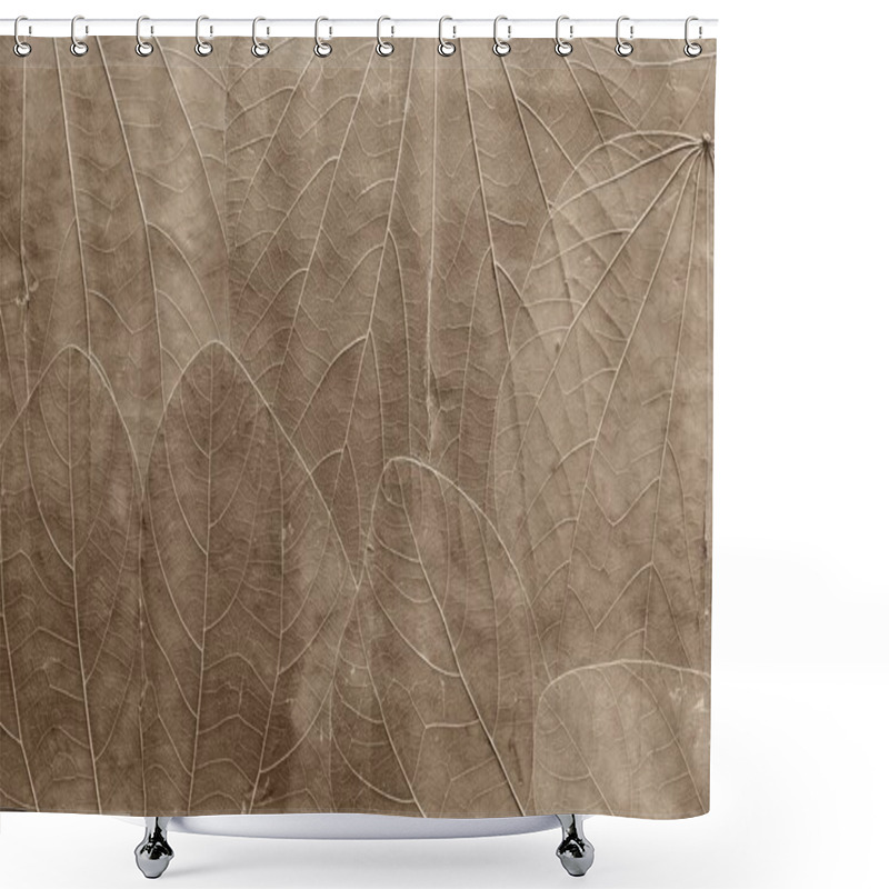 Personality  background from leaves of pale brown color shower curtains