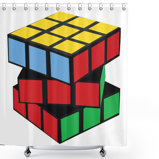 Personality  Rubiks Cube, Illustration, Vector On White Background. Shower Curtains