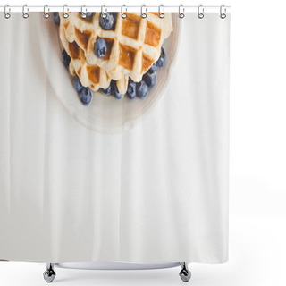 Personality  Tasty Waffles With Blueberries Shower Curtains