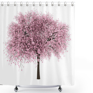 Personality  Sour Cherry Tree Isolated On White Background Shower Curtains