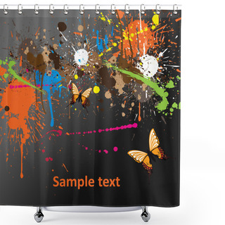 Personality  Butterflies On Grunge Color Splashes Shower Curtains