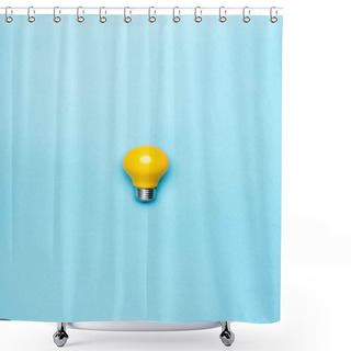 Personality  Top View Yellow Light Bulb On Blue Background Shower Curtains