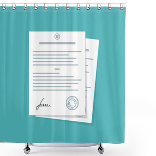 Personality  Contract, Document With Signature. Vector Shower Curtains