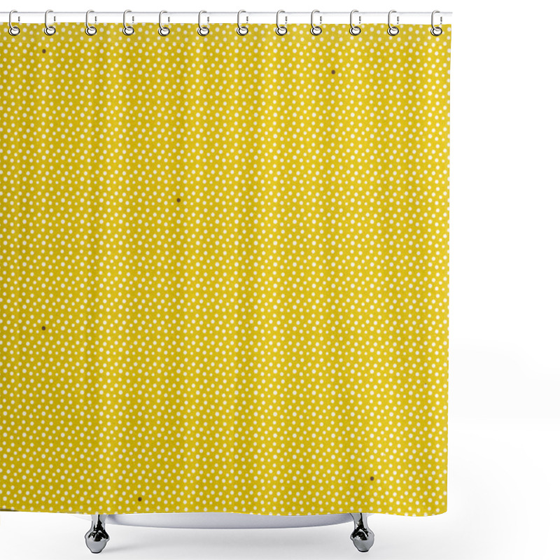 Personality  set of different sized white circles on yellow shower curtains