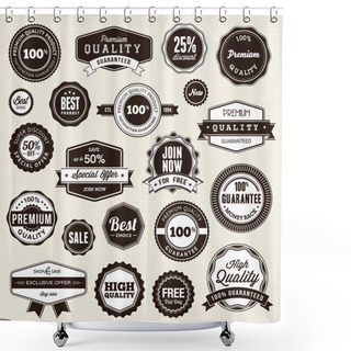 Personality  Set Of Labels And Stickers Shower Curtains