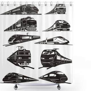 Personality  Train Silhouettes Shower Curtains