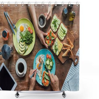 Personality  Couple Having Breakfast Shower Curtains