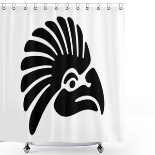 Personality  Eagle Head Symbol Of Ancient Mexico. Decorative Aztec Clay Stamp Motif, Showing The Head Of A Golden Eagle, As It Was Found In Tenochtitlan, Historic Center Of Mexico City. Isolated Illustration. Shower Curtains