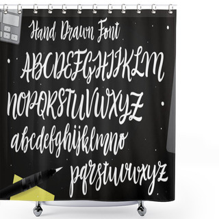 Personality  Calligraphic Script Font. Shower Curtains