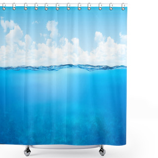 Personality  Waterline And Underwater Background Shower Curtains