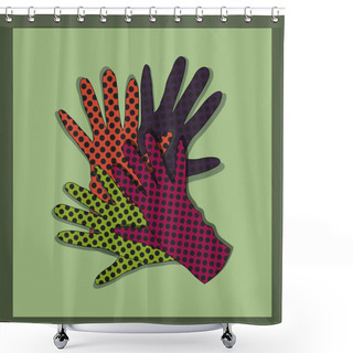 Personality  Vector Background With Gloves. Shower Curtains