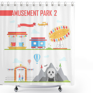 Personality  Set Of Amusement Park Elements - Modern Vector Illustration Shower Curtains