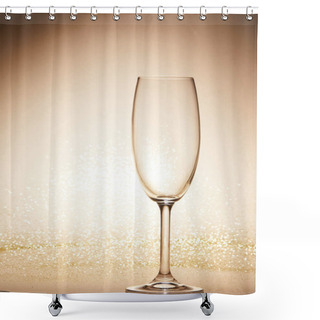 Personality  Empty Wineglass With Glitter On Tabletop, Christmas Concept Shower Curtains