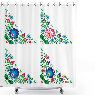 Personality  Corner Border Polish Floral Folk Embroidery Pattern - Wzory Lowickie Shower Curtains