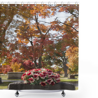 Personality  Red Rose Tombstone Shower Curtains
