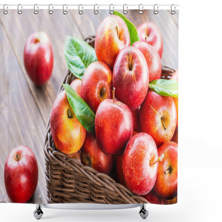 Personality  Red Apple In Basket Shower Curtains