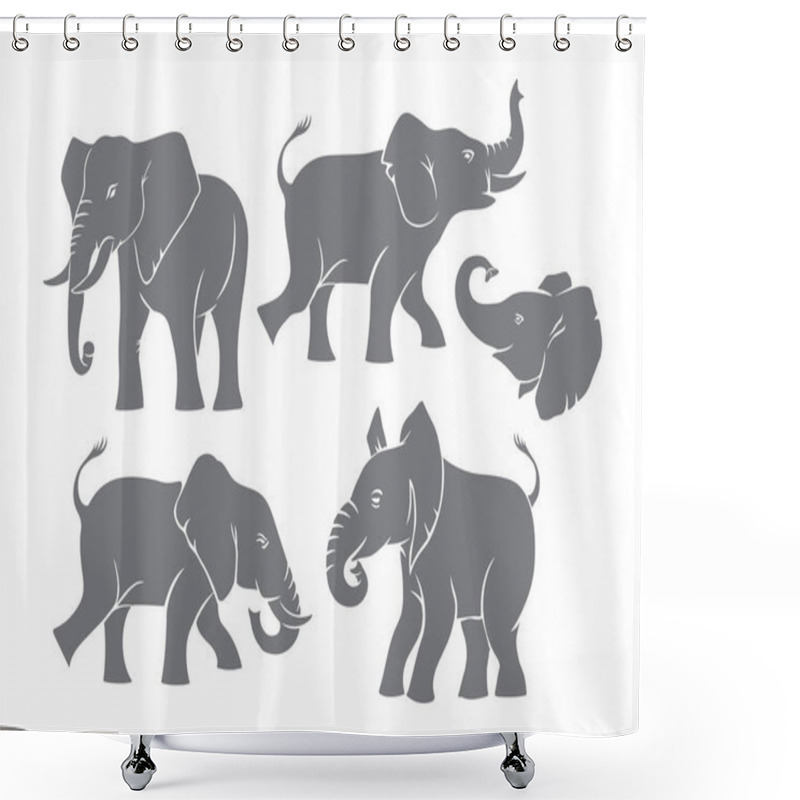 Personality  Silhouettes of grey elephants shower curtains