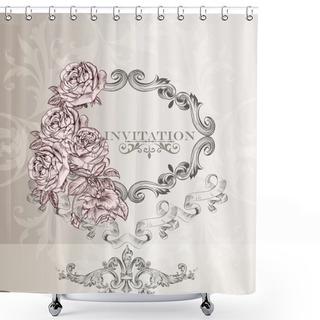 Personality  Elegant Wedding Invitation Card For Design Shower Curtains