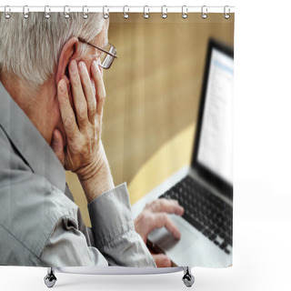 Personality  Senior With Laptop Shower Curtains