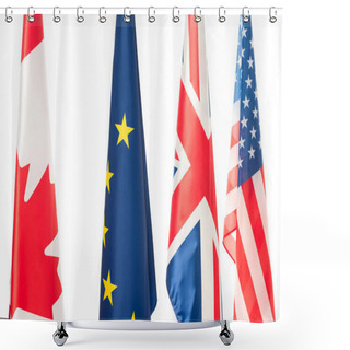Personality  Flags Of Usa, Canada, Great Britain And European Union Isolated On White Shower Curtains
