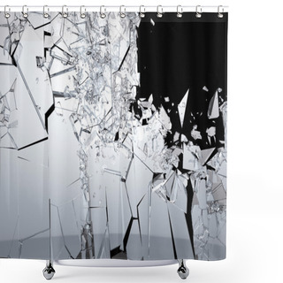 Personality  Pieces Of Shattered Glass On Black Background Shower Curtains