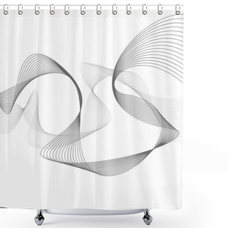 Personality  Abstract Grey Wave Isolated On White Background. Illustration Fo Shower Curtains
