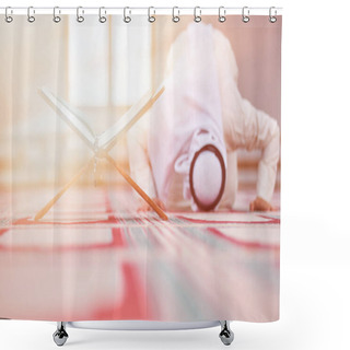 Personality  Religious Muslim Man Praying Inside The Mosque Shower Curtains