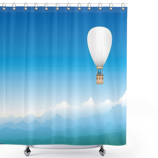 Personality  Hot Air Balloon Mountain View Landscape Shower Curtains