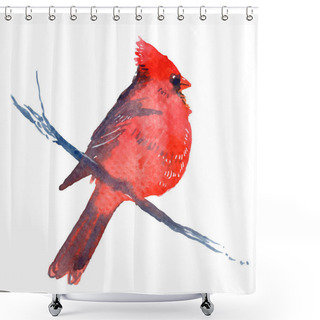 Personality  Cardinal Bird Sitting On Branch Shower Curtains