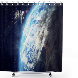Personality  Satellite And Earth Shower Curtains