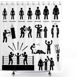 Personality  Boxing Boxer Stick Figure Pictogram Icon Shower Curtains