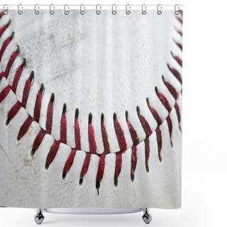 Personality  Close Up Macro Of Used Baseball Stitching Shower Curtains